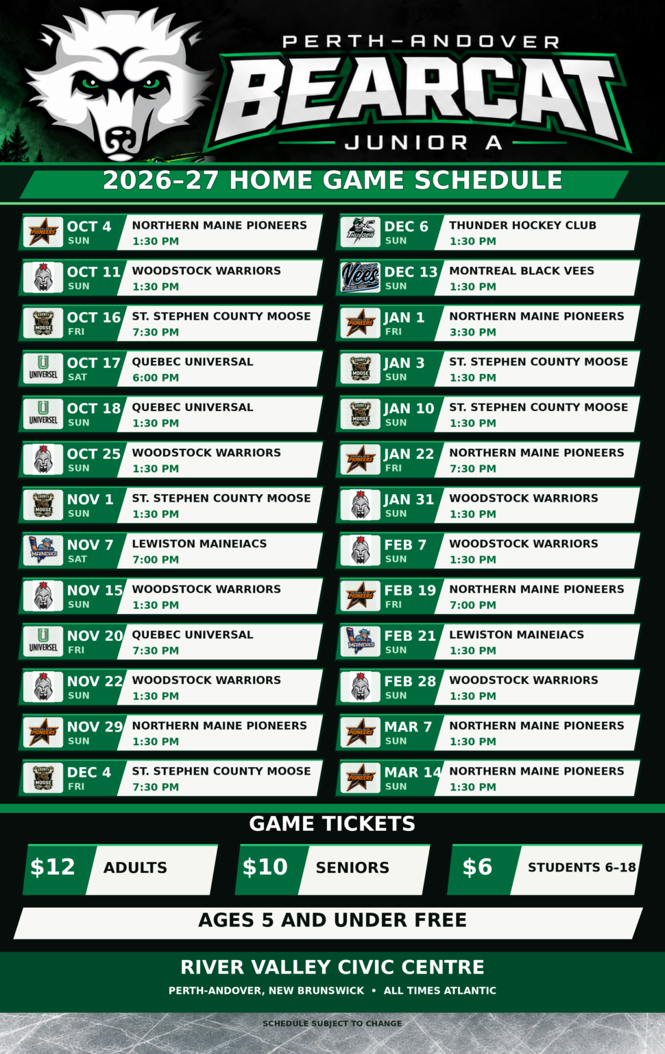 Bearcat Schedule with tickets
